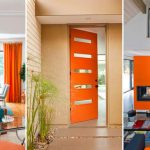 Mid Century Home with Modern Door painted orange