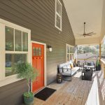 3573 Orchard Circle Decatur front porch orange door Peachcrest Belvedere Park Homes For Sale New Construction